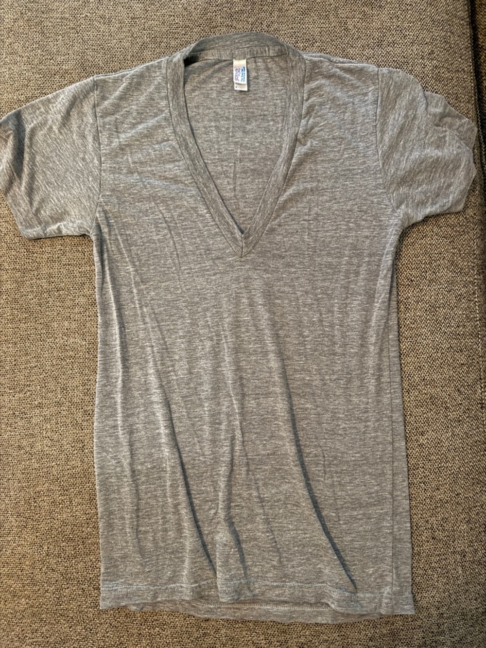 American Apparel Heathered Gray Deep V Tee